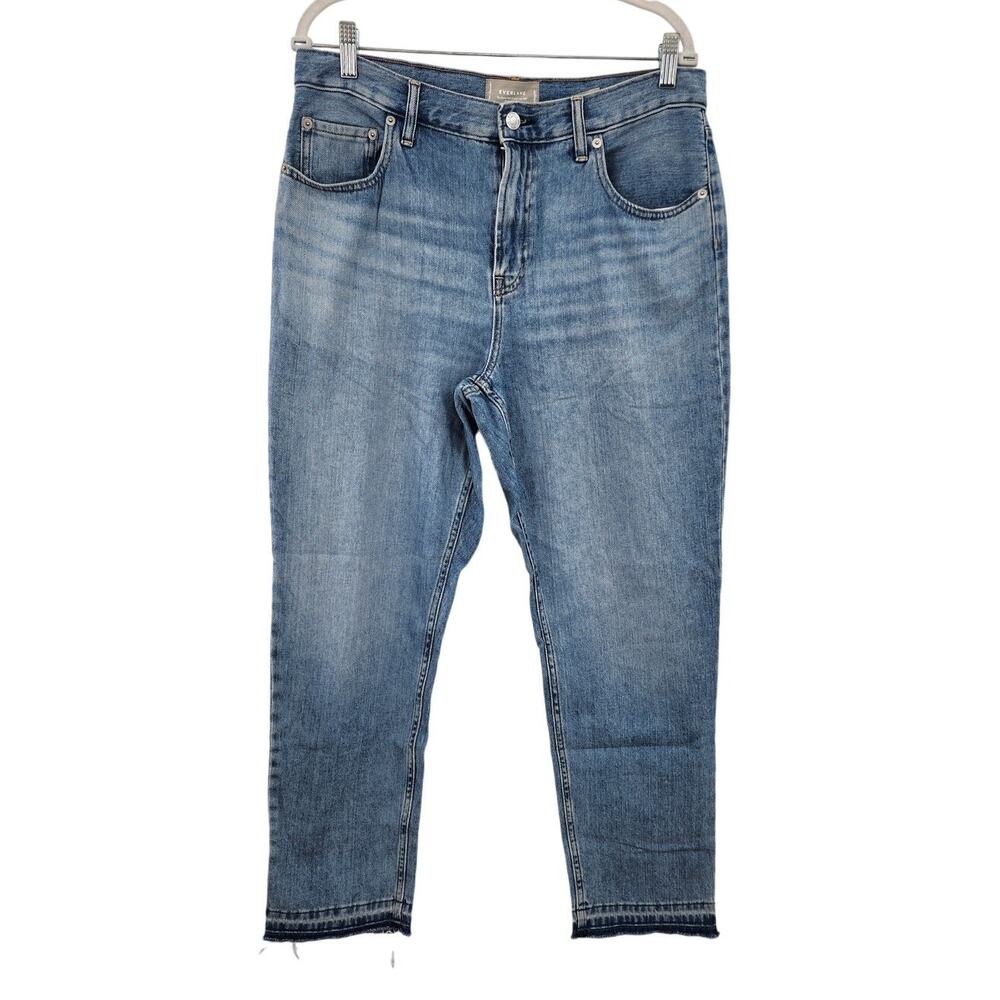 Everlane The Super-Soft Straight Leg Jean Size 31 Light Wash Frayed Hem‎